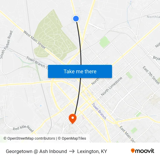 Georgetown @ Ash Inbound to Lexington, KY map
