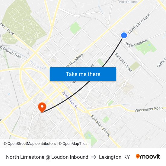 North Limestone @ Loudon Inbound to Lexington, KY map