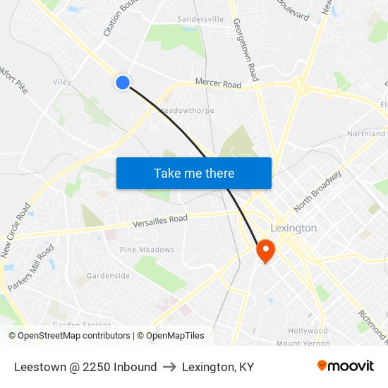 Leestown @ 2250 Inbound to Lexington, KY map