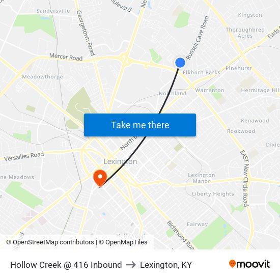 Hollow Creek @ 416 Inbound to Lexington, KY map