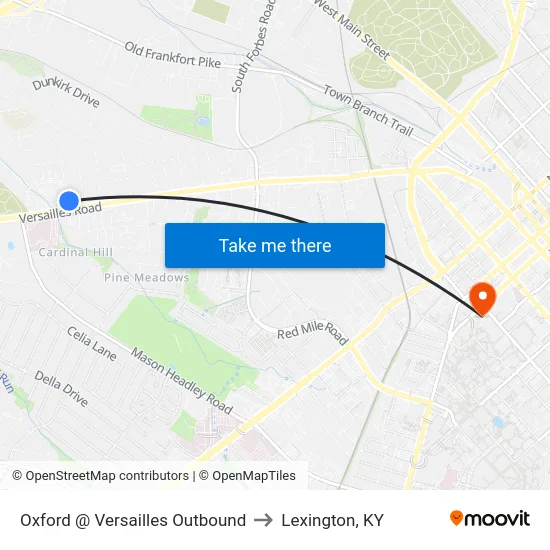 Oxford @ Versailles Outbound to Lexington, KY map