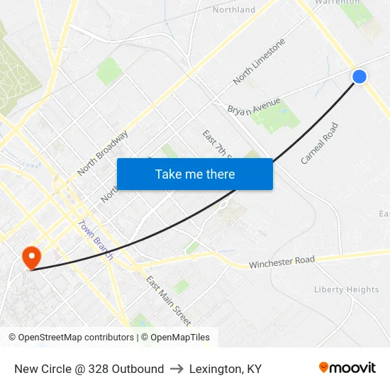 New Circle @ 328 Outbound to Lexington, KY map