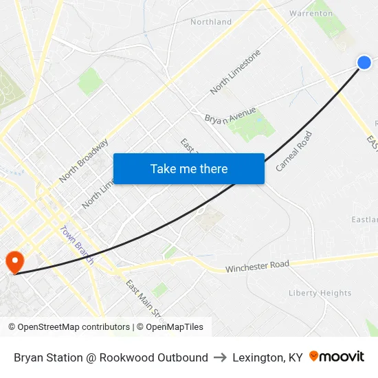 Bryan Station @ Rookwood Outbound to Lexington, KY map