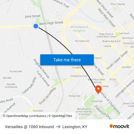 Versailles @ 1060 Inbound to Lexington, KY map