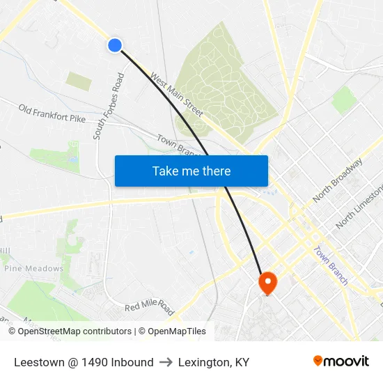 Leestown @ 1490 Inbound to Lexington, KY map