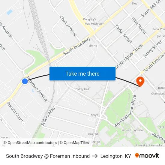 South Broadway @ Foreman Inbound to Lexington, KY map
