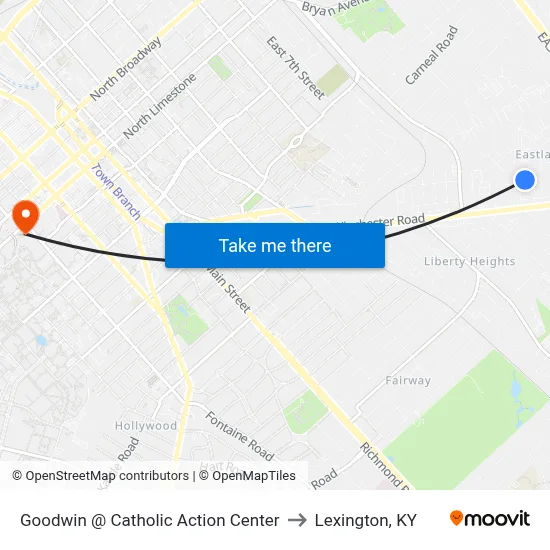 Goodwin @ Catholic Action Center to Lexington, KY map