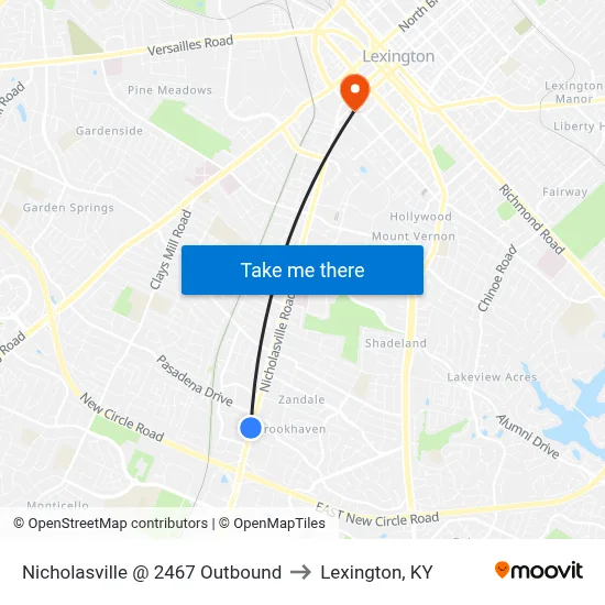 Nicholasville @ 2467 Outbound to Lexington, KY map