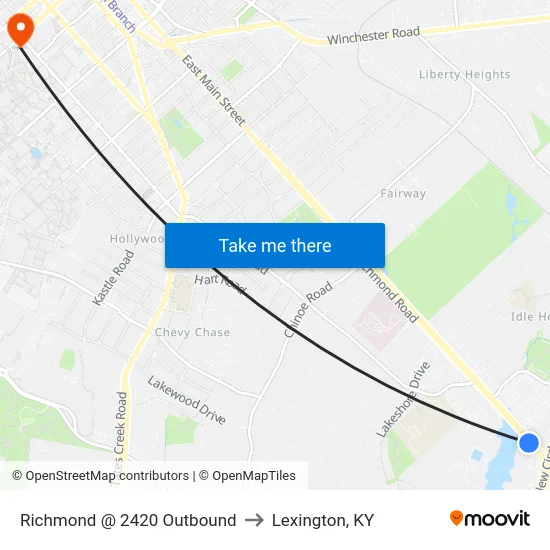 Richmond @ 2420 Outbound to Lexington, KY map