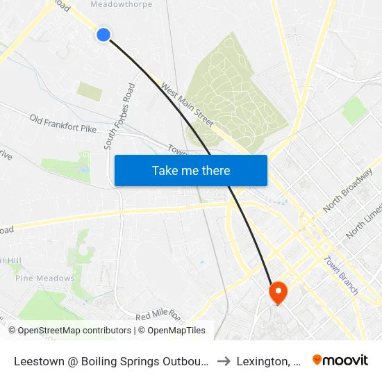 Leestown @ Boiling Springs Outbound to Lexington, KY map