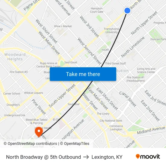 North Broadway @ 5th Outbound to Lexington, KY map