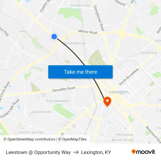 Leestown @ Opportunity Way to Lexington, KY map