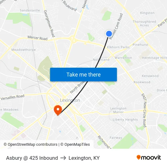 Asbury @ 425 Inbound to Lexington, KY map