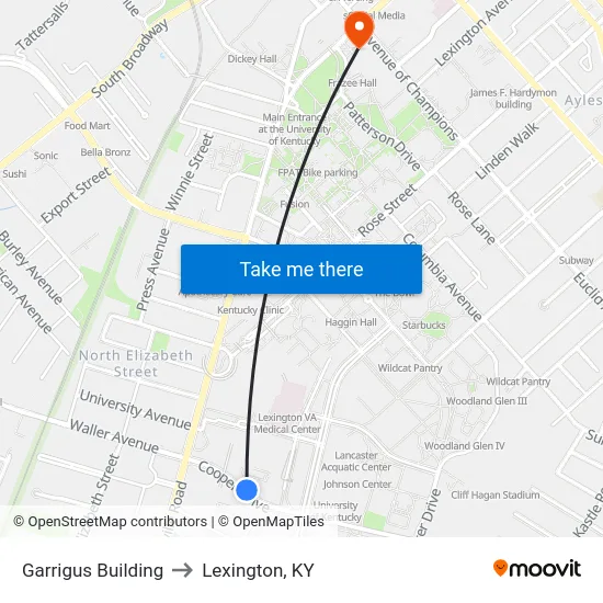 Garrigus Building to Lexington, KY map