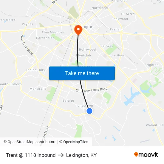 Trent @ 1118 Inbound to Lexington, KY map