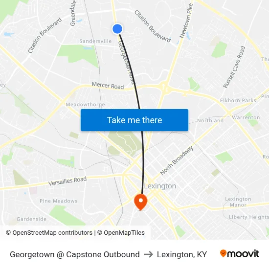 Georgetown @ Capstone Outbound to Lexington, KY map