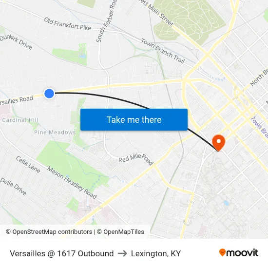 Versailles @ 1617 Outbound to Lexington, KY map