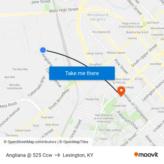Angliana @ 525 Ccw to Lexington, KY map