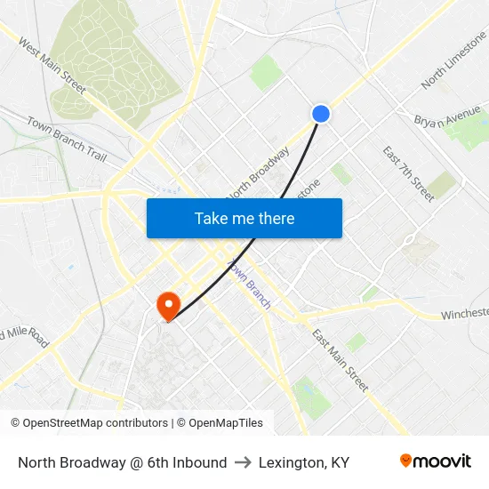 North Broadway @ 6th Inbound to Lexington, KY map
