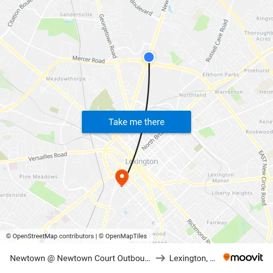 Newtown @ Newtown Court Outbound to Lexington, KY map