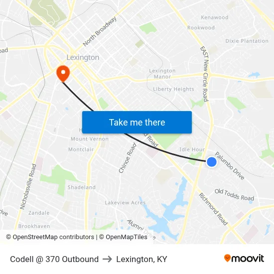 Codell @ 370 Outbound to Lexington, KY map