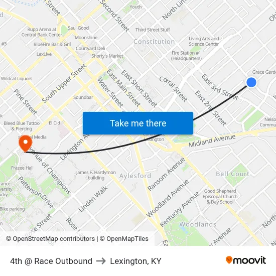 4th @ Race Outbound to Lexington, KY map