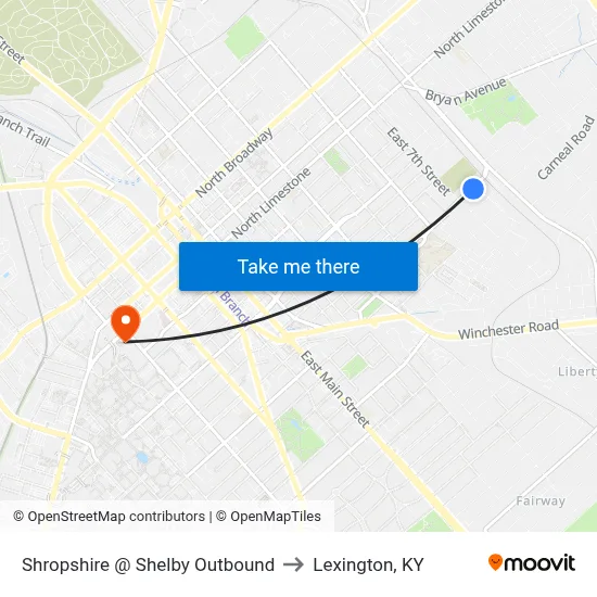 Shropshire @ Shelby Outbound to Lexington, KY map