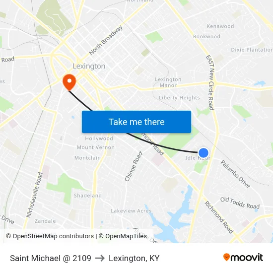 Saint Michael @ 2109 to Lexington, KY map