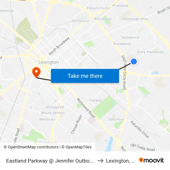 Eastland Parkway @ Jennifer Outbound to Lexington, KY map