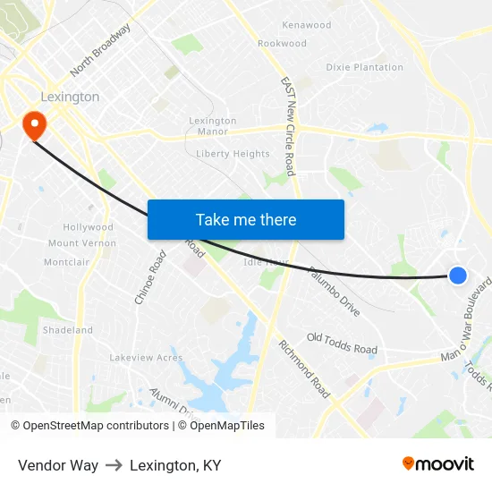 Vendor Way to Lexington, KY map