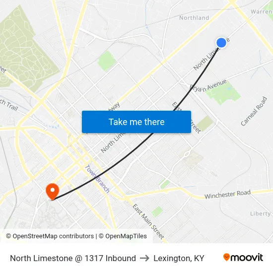 North Limestone @ 1317 Inbound to Lexington, KY map