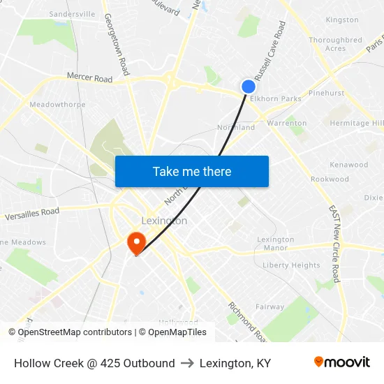 Hollow Creek @ 425 Outbound to Lexington, KY map