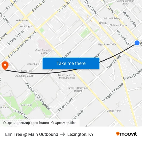 Elm Tree @ Main Outbound to Lexington, KY map