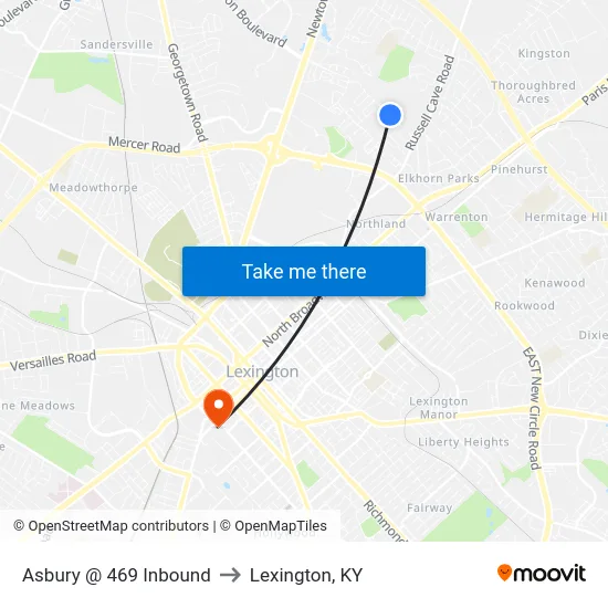 Asbury @ 469 Inbound to Lexington, KY map