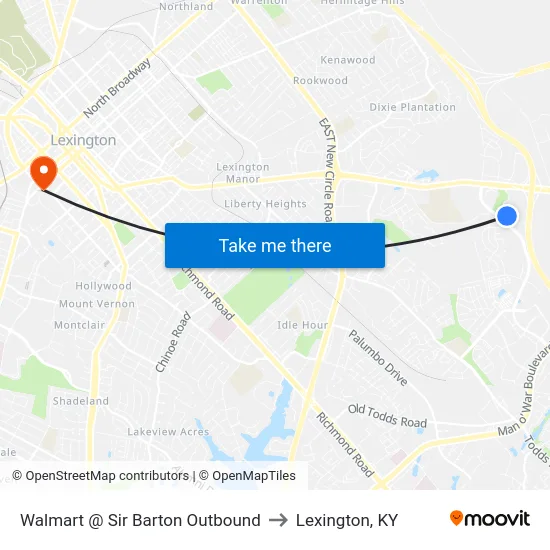 Walmart @ Sir Barton Outbound to Lexington, KY map
