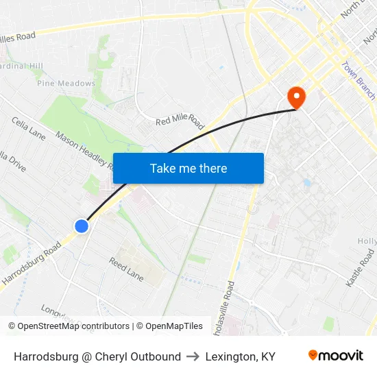 Harrodsburg @ Clays Mill Outbound to Lexington, KY map