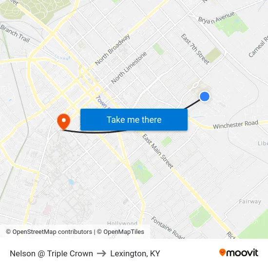 Nelson @ Triple Crown to Lexington, KY map