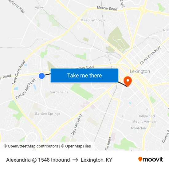 Alexandria @ 1548 Inbound to Lexington, KY map