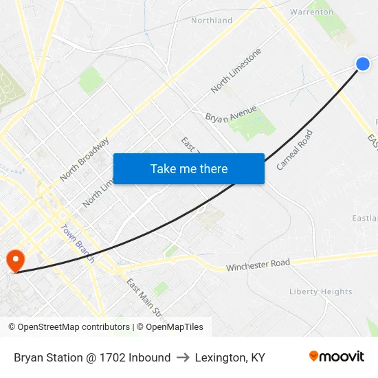 Bryan Station @ 1702 Inbound to Lexington, KY map