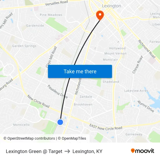Lexington Green @ Target to Lexington, KY map