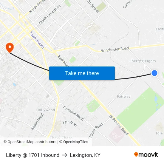 Liberty @ 1701 Inbound to Lexington, KY map