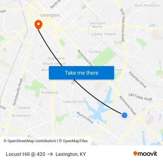 Patchen @ 420 to Lexington, KY map