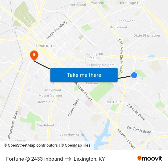 Fortune @ 2433 Inbound to Lexington, KY map