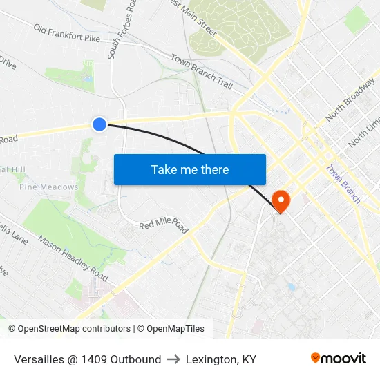 Versailles @ 1409 Outbound to Lexington, KY map