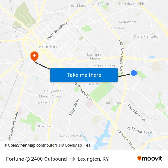 Fortune @ 2400 Outbound to Lexington, KY map