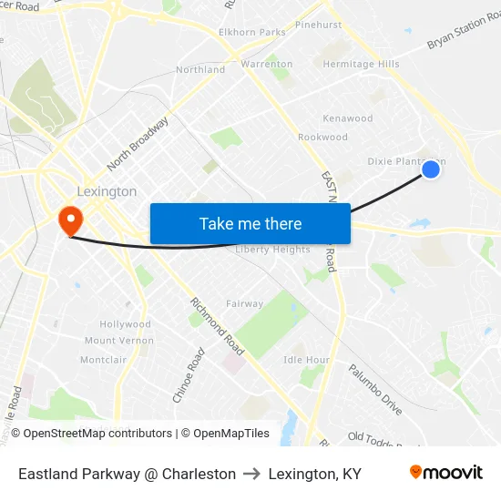 Eastland Parkway @ Charleston to Lexington, KY map
