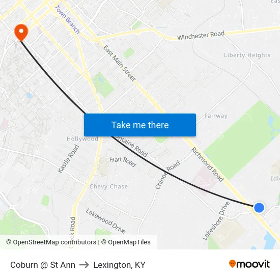 Coburn @ St Ann to Lexington, KY map