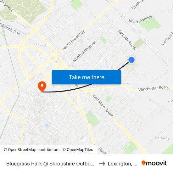 Bluegrass Park @ Shropshire Outbound to Lexington, KY map