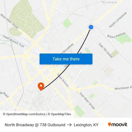 North Broadway @ 738 Outbound to Lexington, KY map