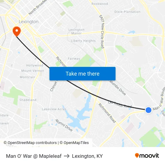 Man O' War @ Mapleleaf to Lexington, KY map
